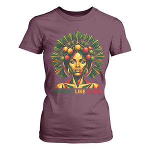 Strong Like Ackee Empowered Woman T Shirt For Women Jamaican National Fruit Heritage Pride TS02 Maroon Print Your Wear