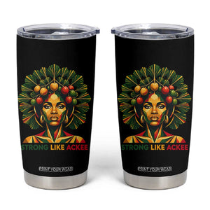 Strong Like Ackee Empowered Woman Tumbler Cup Jamaican National Fruit Heritage Pride TS02 Black Print Your Wear