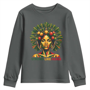 Strong Like Ackee Empowered Woman Youth Sweatshirt Jamaican National Fruit Heritage Pride TS02 Dark Heather Print Your Wear