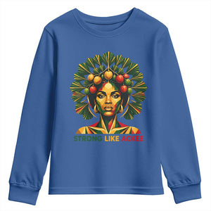 Strong Like Ackee Empowered Woman Youth Sweatshirt Jamaican National Fruit Heritage Pride TS02 Royal Blue Print Your Wear