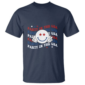 Funny 4th Of July T Shirt Party In The USA Smiling Face Retro Groovy TS02 Navy Printyourwear