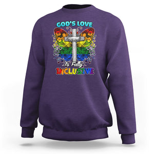 LGBT Pride Sweatshirt God's Love Is Fully Inclusive Christian Cross Butterfly TS02 Purple Printyourwear