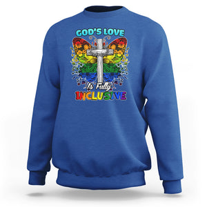 LGBT Pride Sweatshirt God's Love Is Fully Inclusive Christian Cross Butterfly TS02 Royal Blue Printyourwear