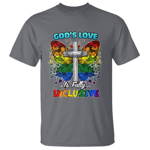 LGBT Pride T Shirt God's Love Is Fully Inclusive Christian Cross Butterfly TS02 Charcoal Printyourwear