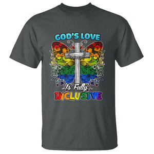 LGBT Pride T Shirt God's Love Is Fully Inclusive Christian Cross Butterfly TS02 Dark Heather Printyourwear