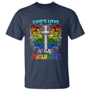 LGBT Pride T Shirt God's Love Is Fully Inclusive Christian Cross Butterfly TS02 Navy Printyourwear
