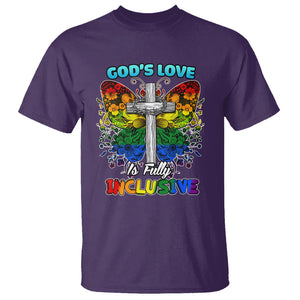 LGBT Pride T Shirt God's Love Is Fully Inclusive Christian Cross Butterfly TS02 Purple Printyourwear