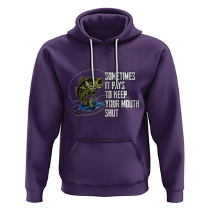 Funny Fishing Hoodie Sometimes It Pays To Keep Your Mouth Shut TS02 Purple Printyourwear