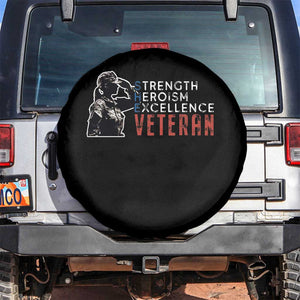 Female Veteran Spare Tire Cover Strength Heroism Excellence Women TS02 No hole Black Print Your Wear