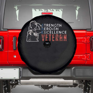Female Veteran Spare Tire Cover Strength Heroism Excellence Women TS02 Black Print Your Wear