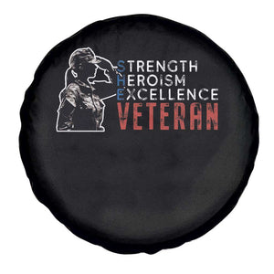 Female Veteran Spare Tire Cover Strength Heroism Excellence Women TS02 Print Your Wear