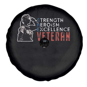 Female Veteran Spare Tire Cover Strength Heroism Excellence Women TS02 Print Your Wear