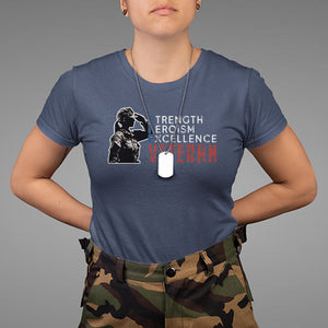 Female Veteran T Shirt Strength Heroism Excellence Women TS02 Navy Printyourwear