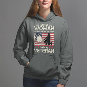 Female Veteran Hoodie I Am A Woman I Served In The Military American Flag Women TS02 Dark Heather Printyourwear