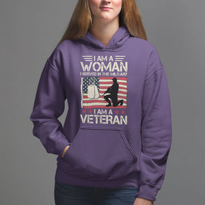 Female Veteran Hoodie I Am A Woman I Served In The Military American Flag Women TS02 Purple Printyourwear