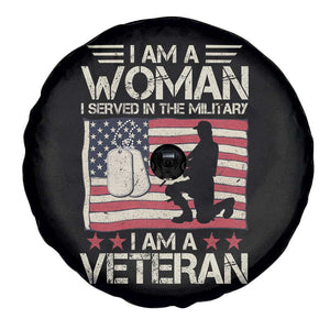 Female Veteran Spare Tire Cover I Am A Woman I Served In The Military American Flag Women TS02 Print Your Wear