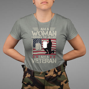 Female Veteran T Shirt I Am A Woman I Served In The Military American Flag Women TS02 Military Green Printyourwear