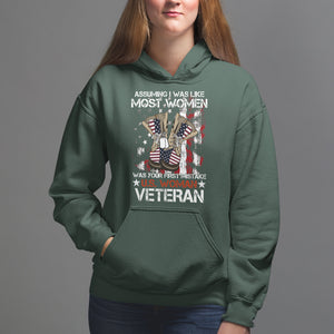 Female Veteran Hoodie Assuming I Was Like Most Women Was Your First Mistake American Flag Dog Tags And Combat Boots TS02 Printyourwear