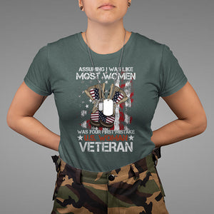 Female Veteran T Shirt Assuming I Was Like Most Women Was Your First Mistake American Flag Dog Tags And Combat Boots TS02 Dark Forest Green Printyourwear