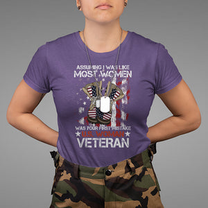 Female Veteran T Shirt Assuming I Was Like Most Women Was Your First Mistake American Flag Dog Tags And Combat Boots TS02 Purple Printyourwear