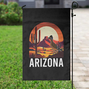 Retro Arizona Roadrunner Desert Sunset Graphic Garden Flag Southwest Saguaro Cactus Wildlife Travel Souvenir
