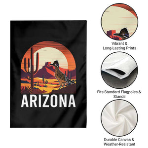 Retro Arizona Roadrunner Desert Sunset Graphic Garden Flag Southwest Saguaro Cactus Wildlife Travel Souvenir