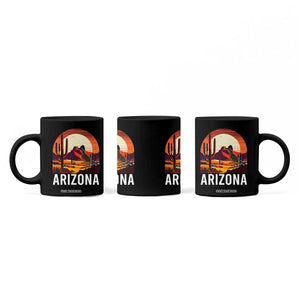 Retro Arizona Roadrunner Desert Sunset Graphic Coffee Mug Southwest Saguaro Cactus Wildlife Travel Souvenir
