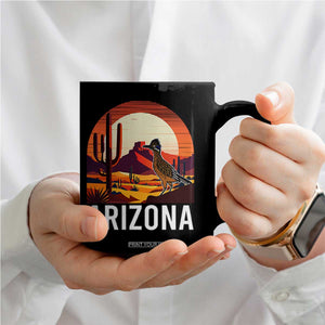 Retro Arizona Roadrunner Desert Sunset Graphic Coffee Mug Southwest Saguaro Cactus Wildlife Travel Souvenir