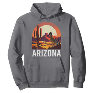 Retro Arizona Roadrunner Desert Sunset Graphic Hoodie Southwest Saguaro Cactus Wildlife Travel Souvenir