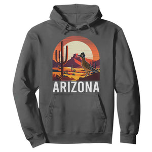 Retro Arizona Roadrunner Desert Sunset Graphic Hoodie Southwest Saguaro Cactus Wildlife Travel Souvenir