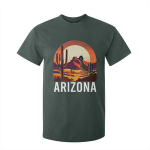Retro Arizona Roadrunner Desert Sunset Graphic T Shirt For Kid Southwest Saguaro Cactus Wildlife Travel Souvenir