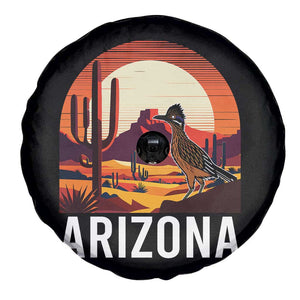 Retro Arizona Roadrunner Desert Sunset Graphic Spare Tire Cover Southwest Saguaro Cactus Wildlife Travel Souvenir