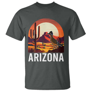 Retro Arizona Roadrunner Desert Sunset Graphic T Shirt Southwest Saguaro Cactus Wildlife Travel Souvenir