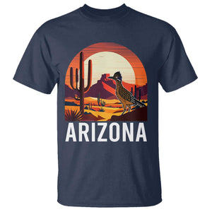 Retro Arizona Roadrunner Desert Sunset Graphic T Shirt Southwest Saguaro Cactus Wildlife Travel Souvenir