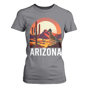 Retro Arizona Roadrunner Desert Sunset Graphic T Shirt For Women Southwest Saguaro Cactus Wildlife Travel Souvenir