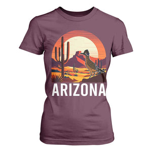 Retro Arizona Roadrunner Desert Sunset Graphic T Shirt For Women Southwest Saguaro Cactus Wildlife Travel Souvenir