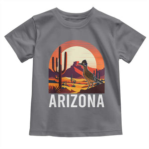 Retro Arizona Roadrunner Desert Sunset Graphic Toddler T Shirt Southwest Saguaro Cactus Wildlife Travel Souvenir