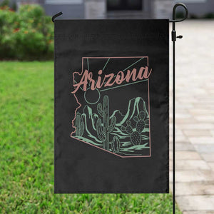 Vintage Arizona State Outline Desert Sunset Graphic Garden Flag Retro Southwest Saguaro Cactus Travel Souvenir