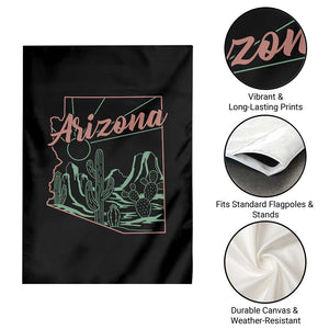 Vintage Arizona State Outline Desert Sunset Graphic Garden Flag Retro Southwest Saguaro Cactus Travel Souvenir