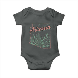 Vintage Arizona State Outline Desert Sunset Graphic Baby Onesie Retro Southwest Saguaro Cactus Travel Souvenir