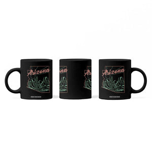 Vintage Arizona State Outline Desert Sunset Graphic Coffee Mug Retro Southwest Saguaro Cactus Travel Souvenir