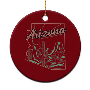 Vintage Arizona State Outline Desert Sunset Graphic Ceramic Ornament Retro Southwest Saguaro Cactus Travel Souvenir