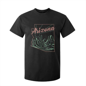 Vintage Arizona State Outline Desert Sunset Graphic T Shirt For Kid Retro Southwest Saguaro Cactus Travel Souvenir
