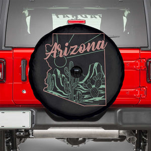 Vintage Arizona State Outline Desert Sunset Graphic Spare Tire Cover Retro Southwest Saguaro Cactus Travel Souvenir