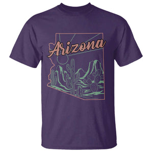 Vintage Arizona State Outline Desert Sunset Graphic T Shirt Retro Southwest Saguaro Cactus Travel Souvenir