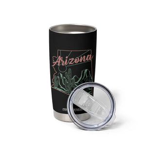 Vintage Arizona State Outline Desert Sunset Graphic Tumbler Cup Retro Southwest Saguaro Cactus Travel Souvenir
