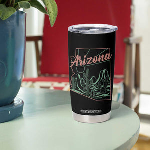 Vintage Arizona State Outline Desert Sunset Graphic Tumbler Cup Retro Southwest Saguaro Cactus Travel Souvenir