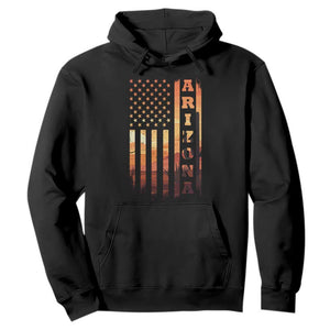 Patriotic Arizona Flag Sunset Graphic Hoodie American Flag Southwest Desert Saguaro Cactus State Pride Souvenir