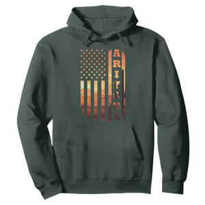 Patriotic Arizona Flag Sunset Graphic Hoodie American Flag Southwest Desert Saguaro Cactus State Pride Souvenir