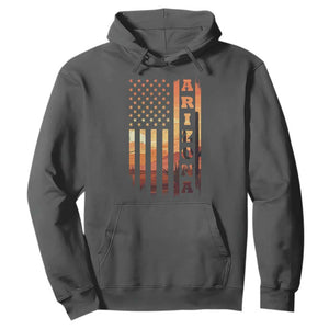 Patriotic Arizona Flag Sunset Graphic Hoodie American Flag Southwest Desert Saguaro Cactus State Pride Souvenir